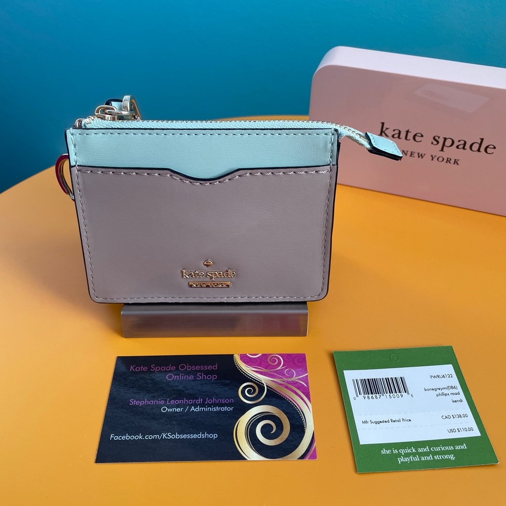 NWT Kate Spade Phillips Road Kendi Wristlet/Wallet PWRU6122 Bone Grey